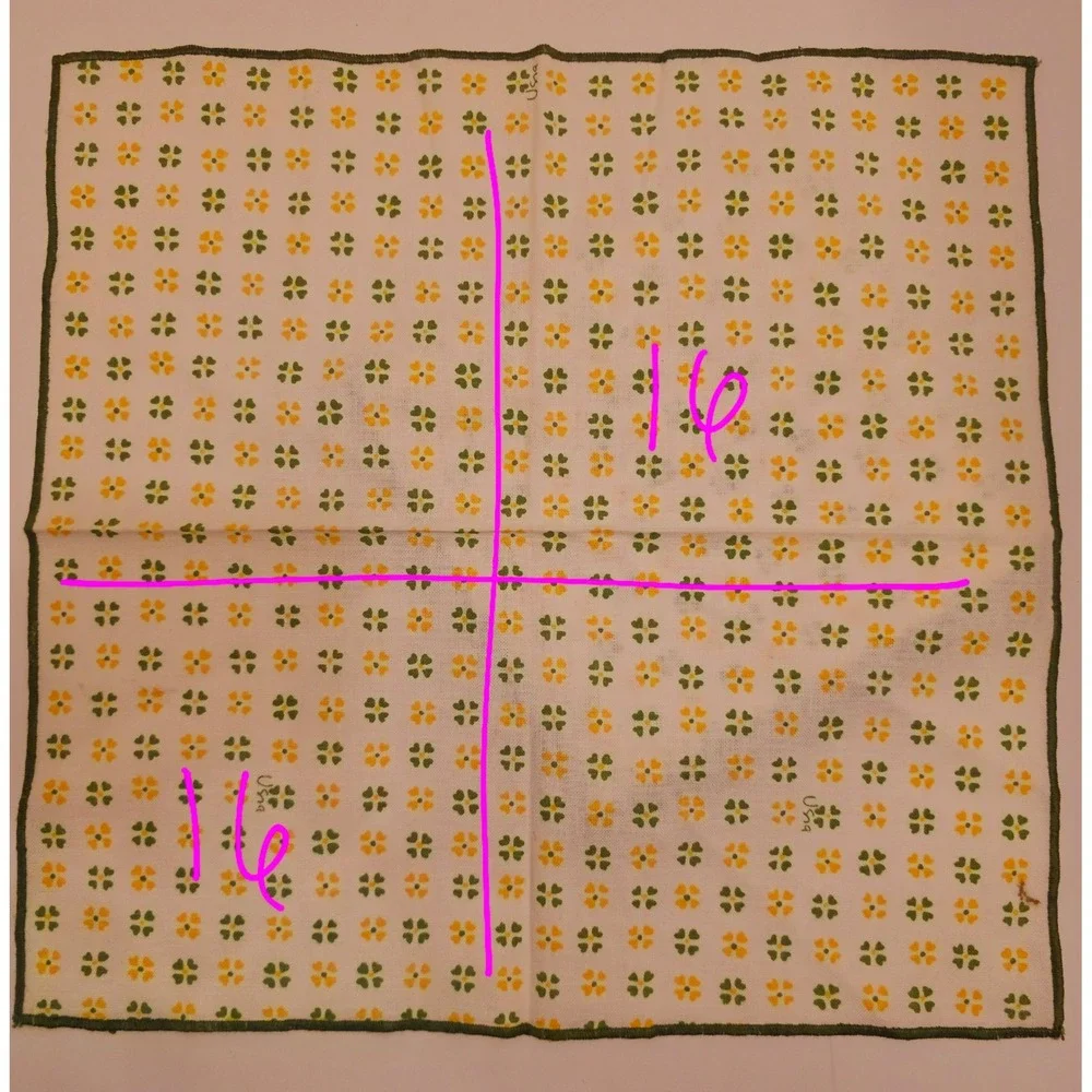 Vintage Vera Neumann Clover Flower Dinner Napkins S/3. Green border‎ MCM
